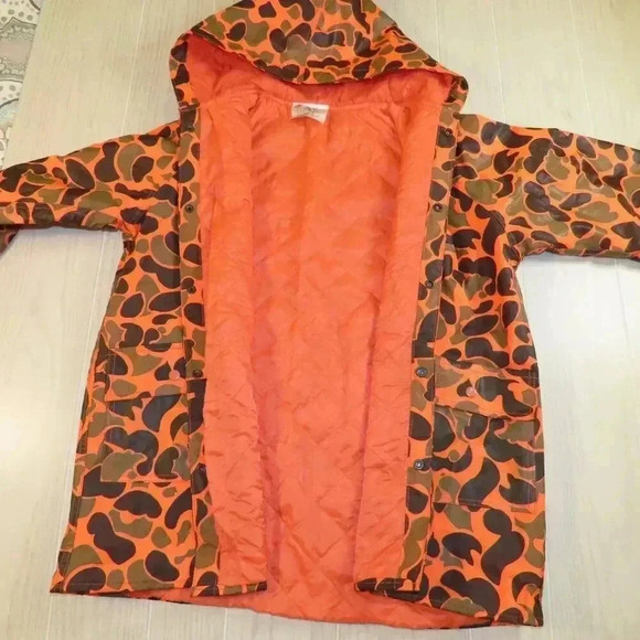 Vintage US Camper Orange Camo Quilted Hunting Jacket Size S - Picture 2 of 10